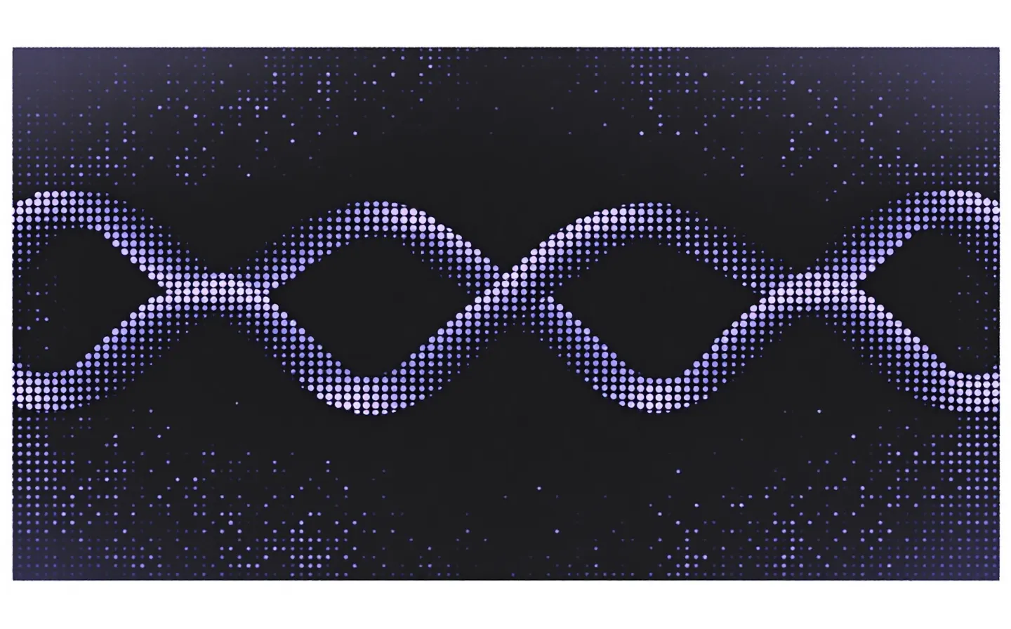 Dithered halftone illustration of an abstract five-node peptide chain